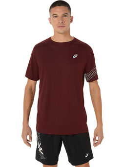 ASICS - Mens Dark Red Planet Icon Ss T-Shirt