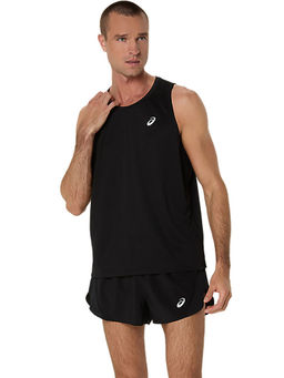 ASICS - Mens Performance Black Silver Singlet Tank