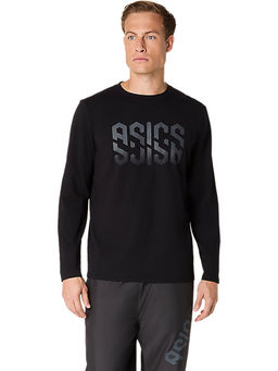 ASICS - Mens Performance Black Ascis Hex Cotton Ls T-Shirt
