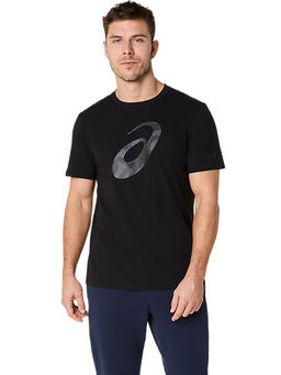 ASICS - Mens Performance Black Spiral Logo Graphic Cotton Blend T-Shirt
