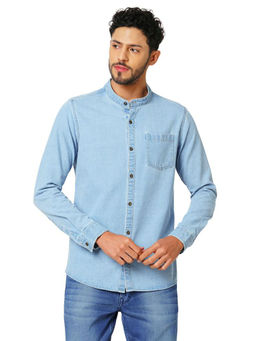 Bombay High - Mens Band Collar Denim Shirt