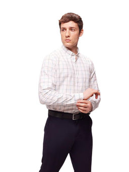 Bombay High - Mens Premium Cotton Bright White Checks Shirt