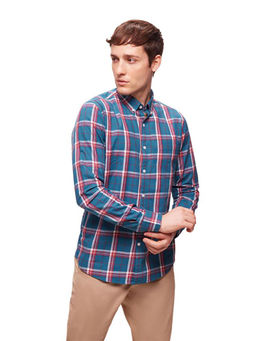 Bombay High - Mens Premium Cotton Dark Sea Checks Shirt