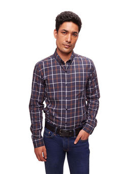 Bombay High - Mens Premium Dark Navy Checks Shirt