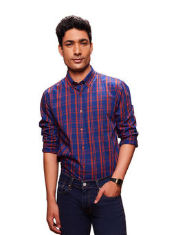 Bombay High - Mens Chequered Deep Blue Shirt