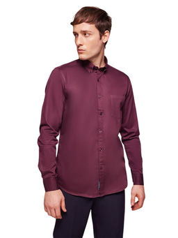 Bombay High - Mens Dark Burgundy Premium Cotton Solid Shirt