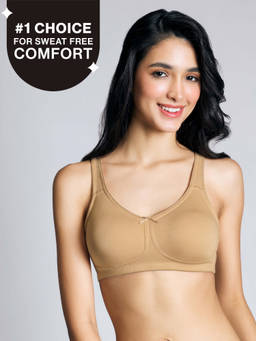 Nykd by Nykaa - No Sweat Breast Separating Breathe Cotton Non Padded Non Wired Bra Sand NYB105