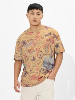 The Souled Store - Originals Brown Explorer Oversized T-Shirt