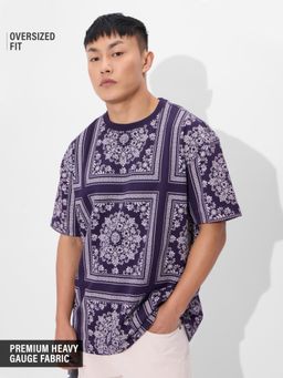 The Souled Store - Originals Purple Cosmic Bandana Oversized T-Shirt