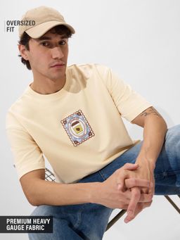 The Souled Store - Originals Yellow Coffee Stamp Oversized T-Shirt