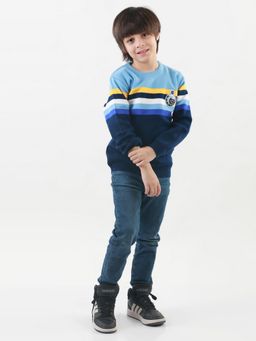 Knitco - Round Neck Full Sleeve Multi-coloured Sweater