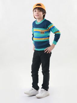 Knitco - Round Neck Acrylic Boys Full Sleeve Multi-coloured Sweater