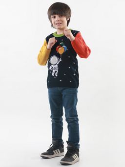 Knitco - Round Neck Acrylic Full Sleeve Navy Blue Sweater