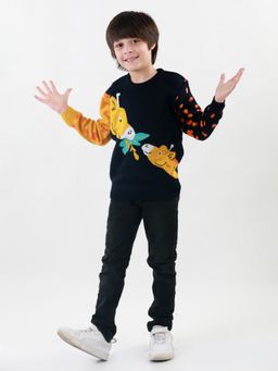 Knitco - Round Neck Full Sleeve Acrylic Navy Blue Sweater