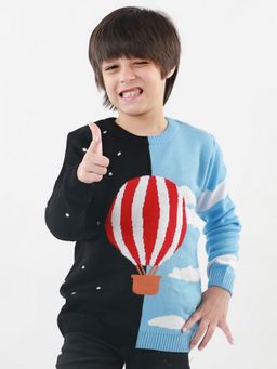 Knitco - Round Neck Acrylic Navy Blue Full Sleeve Sweater