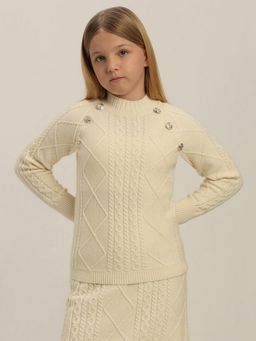 VERO MODA - Girl Cable Knit Beige Pullover Sweater