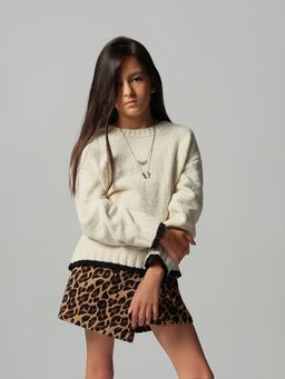 VERO MODA - Girl Round Neck Beige Pullover Sweater