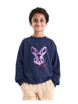 RARE ONES - Navy Blue Crew Neck Printed Sweatshirt