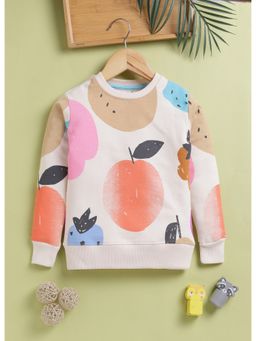 Toonyport - Girls Off White Round Neck Printed Sweatshirt