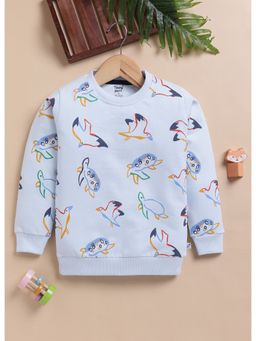 Toonyport - Girls Blue Round Neck Printed Sweatshirt