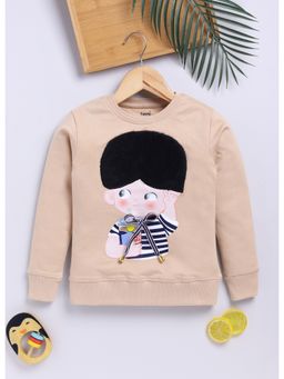 Toonyport - Boys Beige Round Neck Printed Sweatshirt