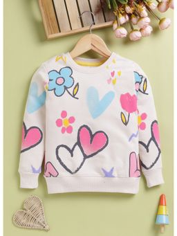 Toonyport - Boys White Round Neck Printed Sweatshirt