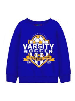 Trampoline - Blue Round Neck Typography Sweatshirt