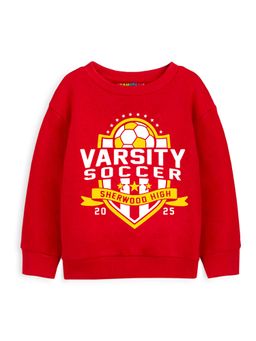 Trampoline - Unisex Red Round Neck Typography Sweatshirt