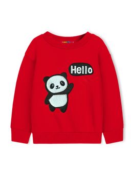 Trampoline - Unisex Red Round Neck Embroidered Sweatshirt