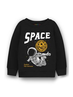 Trampoline - Black Graphic Print Round Neck Sweatshirt