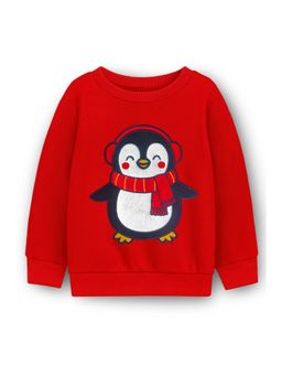 Trampoline - Red Round Neck Embroidered Sweatshirt