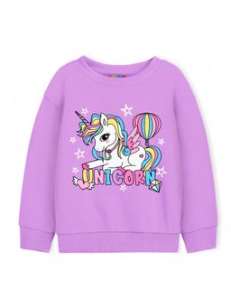 Trampoline - Round Neck Purple Graphic Print Sweatshirt