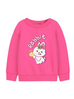 Trampoline - Round Neck Pink Embroidered Sweatshirt