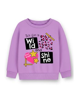 Trampoline - Purple Round Neck Graphic Print Sweatshirt