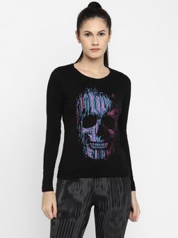 ap'pulse - Women Black Long Sleeve Printed T-Shirt