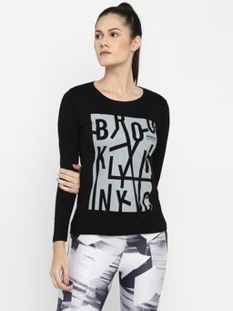 ap'pulse - Women Black Long Sleeve Printed T-Shirt