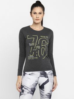 ap'pulse - Charcoal Women Printed T-Shirt