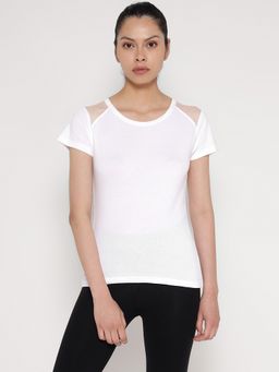 ap'pulse - Women White Round Neck Sleeveless T-Shirt