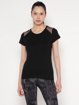 ap'pulse - Women Black Round Neck Sleeveless T-Shirt