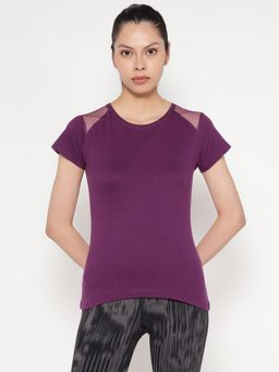 ap'pulse - Women Purple Round Neck Sleeveless T-Shirt