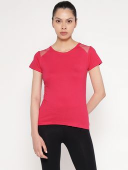 ap'pulse - Women Pink Round Neck Sleeveless T-Shirt