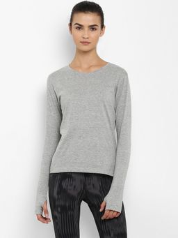 ap'pulse - Women Round Neck Full Sleeves Grey T-Shirt