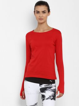 ap'pulse - Women Round Neck Full Sleeves Red T-Shirt