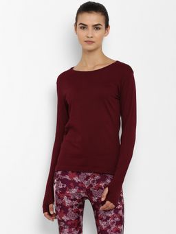 ap'pulse - Women Round Neck Full Sleeves Maroon T-Shirt