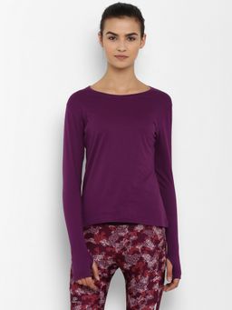 ap'pulse - Women Round Neck Full Sleeves Purple T-Shirt