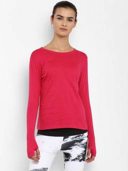 ap'pulse - Women Round Neck Full Sleeves Pink T-Shirt