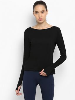 ap'pulse - Women Round Neck Full Sleeves Black T-Shirt