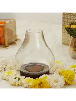 HomeTown - Nelumbra Glass Chimney Lantern 14X15 cm In Transparent Colour