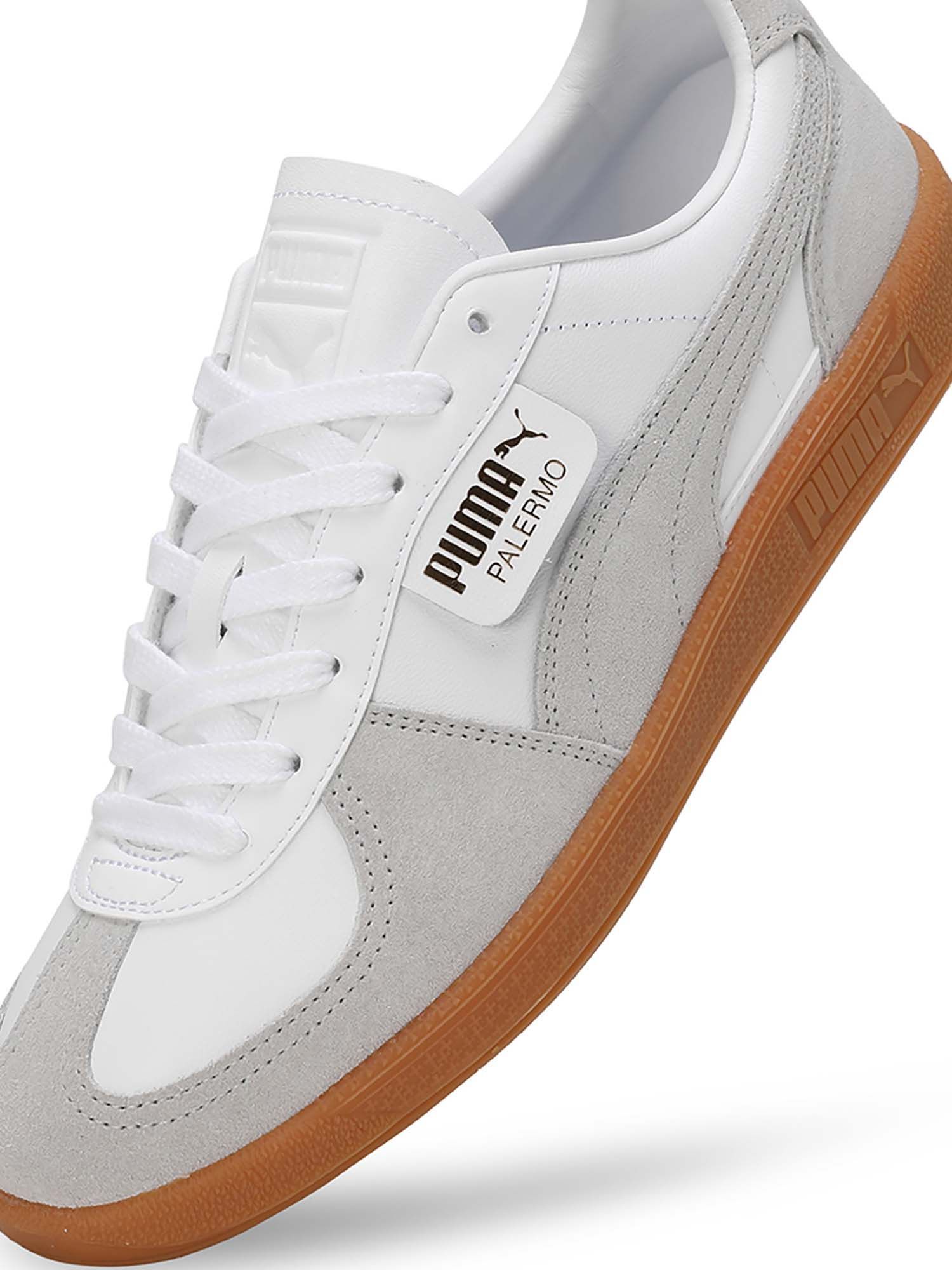 Buy Puma Palermo Lth Unisex White Sneakers (UK 3) Online