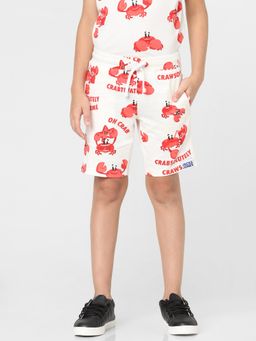 Jack & Jones Junior - Boys Beige Printed Co-ord Shorts